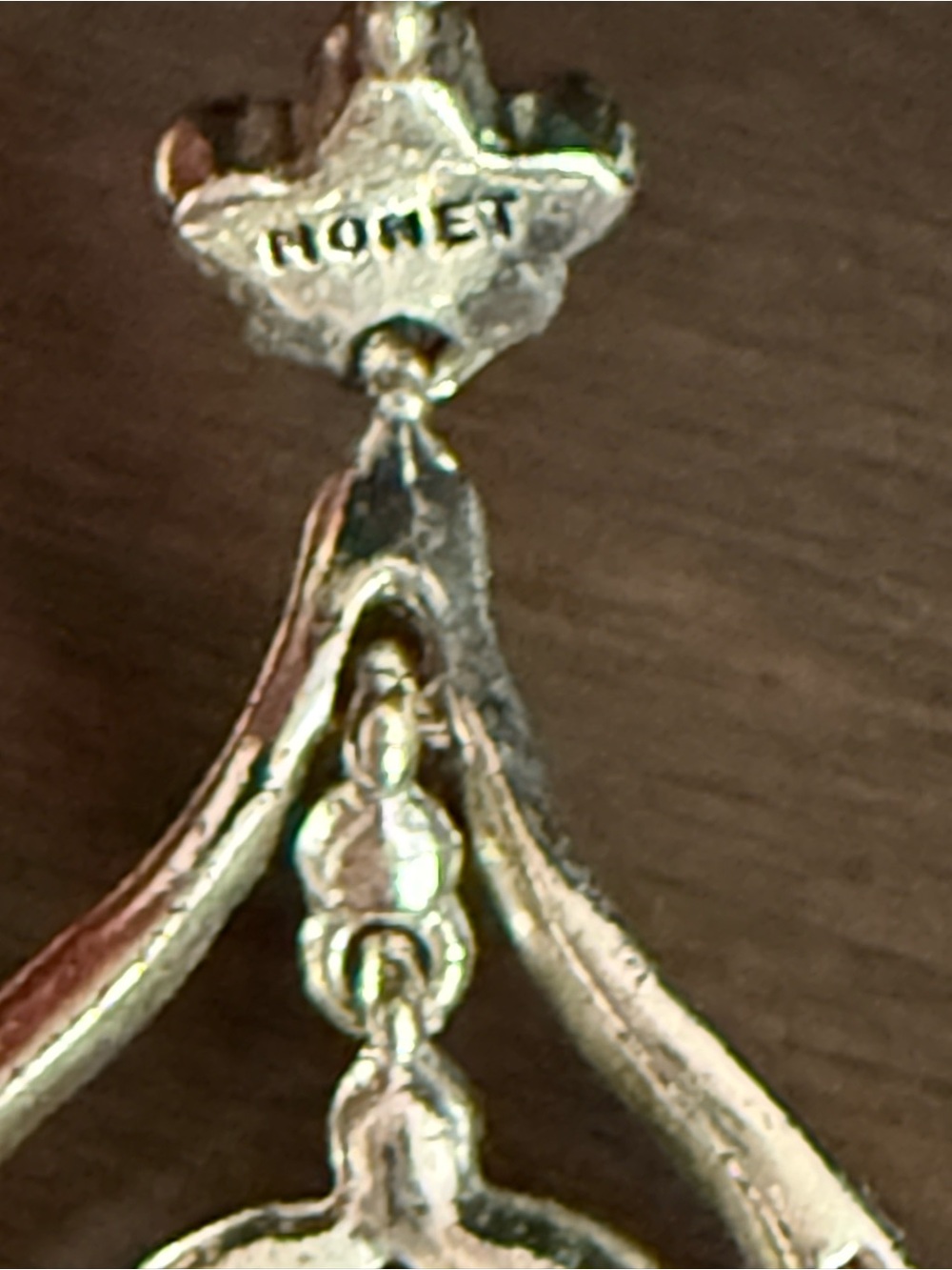 Monet Women’s Hook Pierced Dangle Earrings Silver Tone Clear Rhinestones - Picture 6 of 6